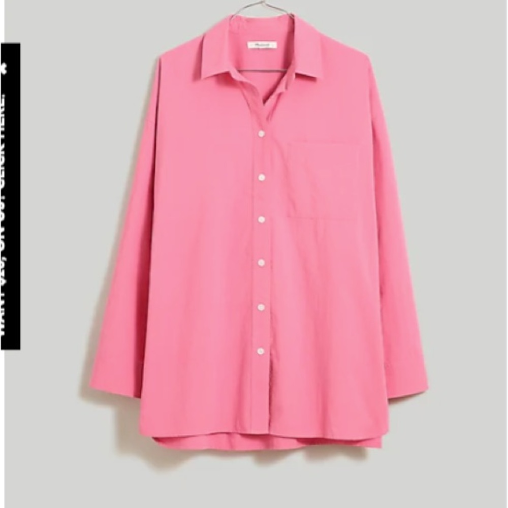 Madewell Signature Poplin Oversized Shirt in Nouveau Pink